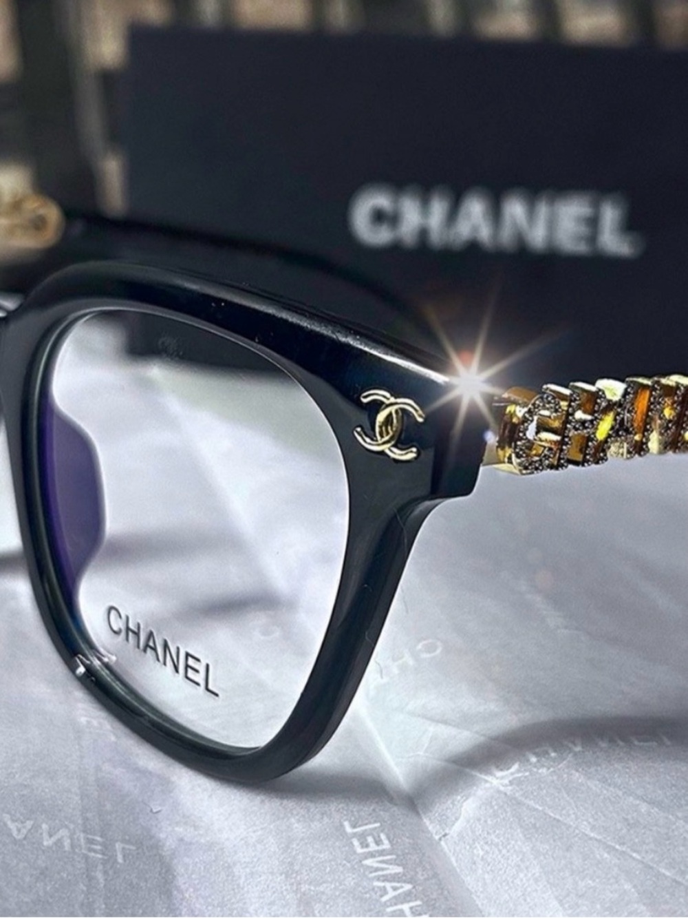 Authentic Chanel Clear Lens Oversized Frame Glasses